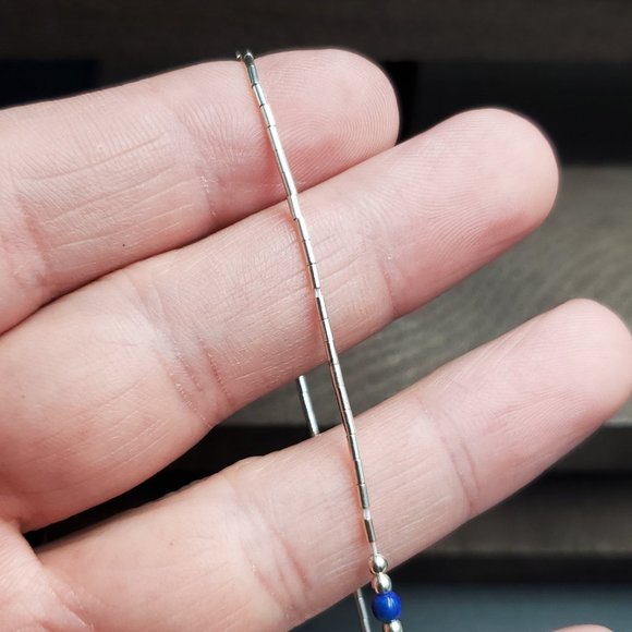 7 Inch Sterling Silver Green Blue Swirling Stones Bracelet Vintage - Picture 3 of 6